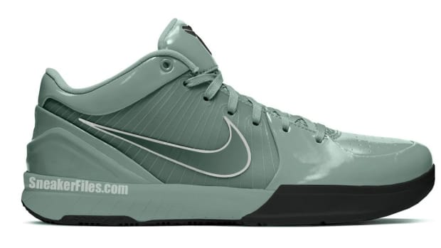 Side view of Kobe Bryant's green and black Nike shoe.